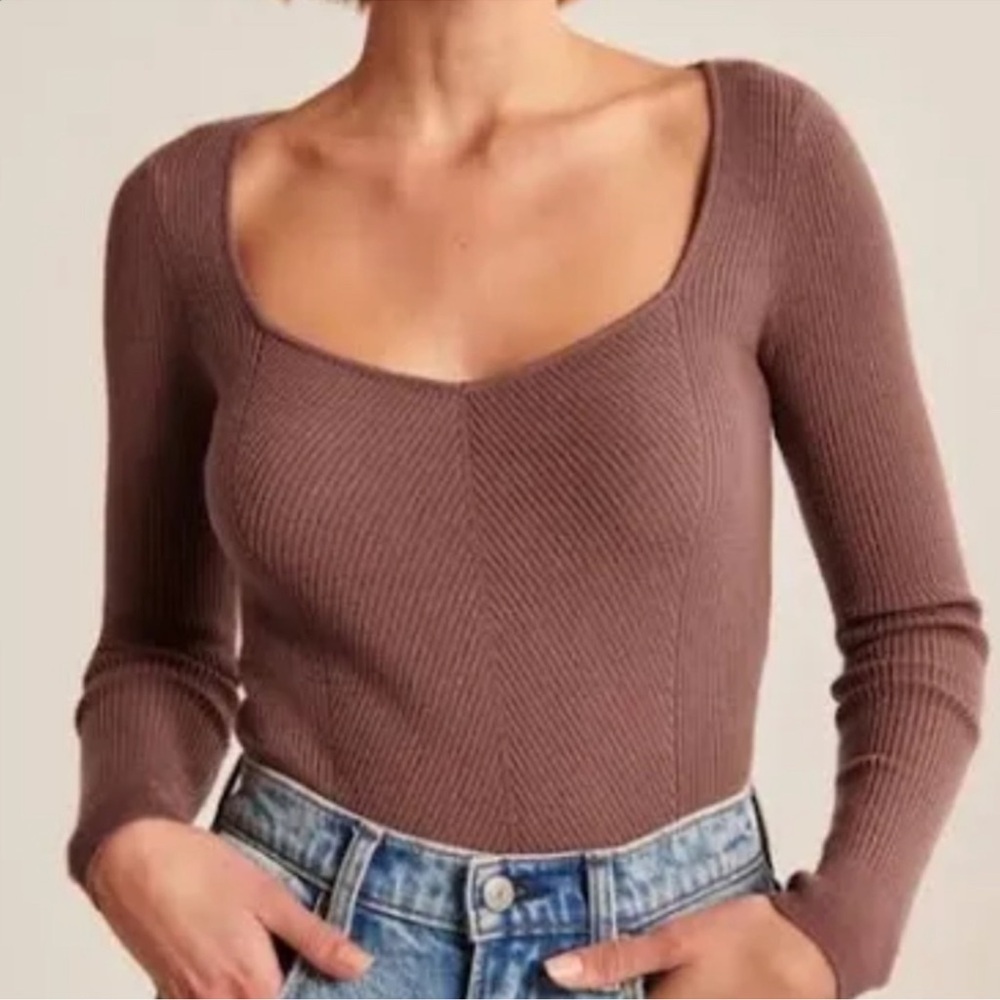 Abercrombie Brown Ribbed Sweater - Picture 1 of 5